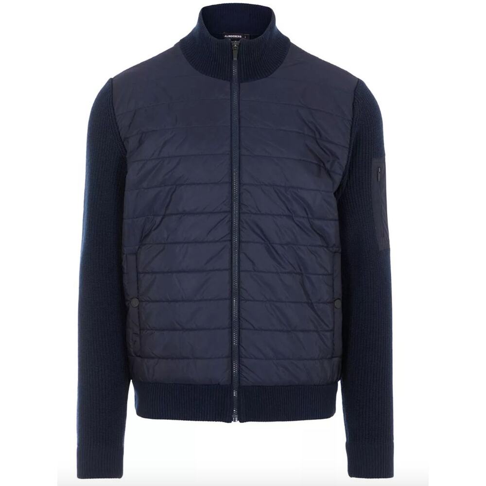 NWT J.Lindeberg Mens Beck Knitted Hybrid Jacket, Navy, Large - Picture 2 of 7